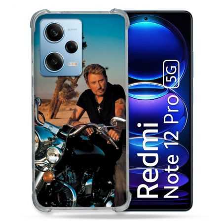 Coque Renforcée En Verre Trempé Pour Xiaomi Redmi Note 12 Pro 5G Musique Johnny Hallyday Moto