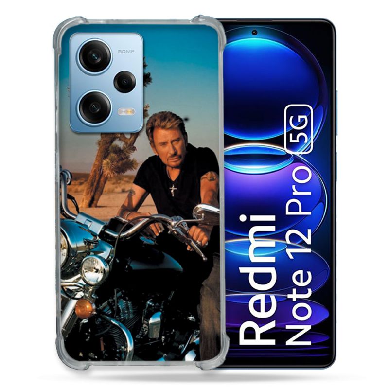 Coque Renforcée En Verre Trempé Pour Xiaomi Redmi Note 12 Pro 5G Musique Johnny Hallyday Moto