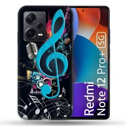 Coque Renforcée Pour Xiaomi Redmi Note 12 Pro Plus 5G Musique Cle Sol Bleu