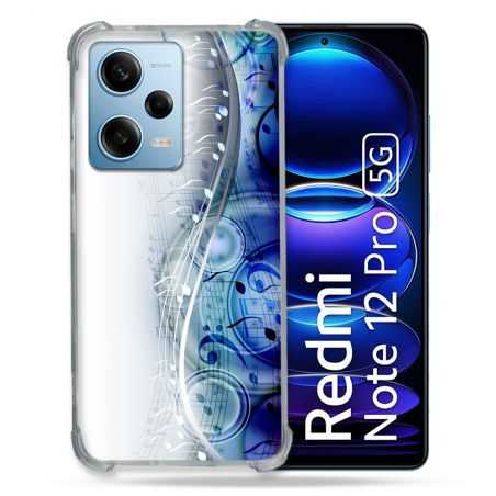 Coque Renforcée En Verre Trempé Pour Xiaomi Redmi Note 12 Pro 5G Musique Partition Vague
