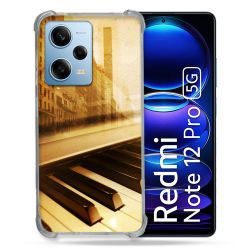 Coque Renforcée En Verre Trempé Pour Xiaomi Redmi Note 12 Pro 5G Musique Piano Retro