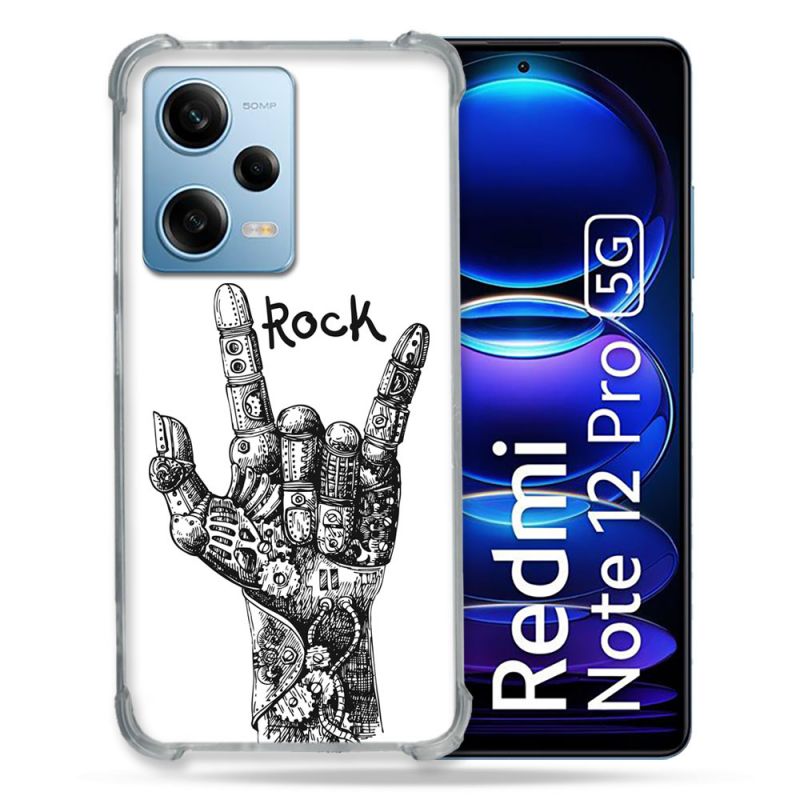 Coque Renforcée En Verre Trempé Pour Xiaomi Redmi Note 12 Pro 5G Musique Rock Main
