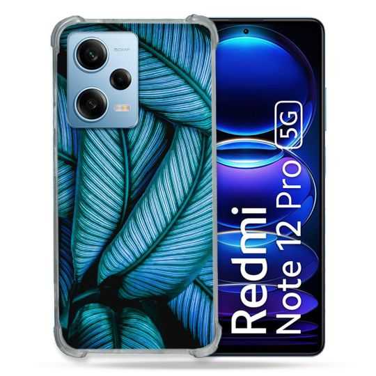 Coque Renforcée En Verre Trempé Pour Xiaomi Redmi Note 12 Pro 5G Nature Feuille Palmier