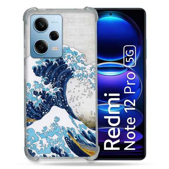 Coque Renforcée En Verre Trempé Pour Xiaomi Redmi Note 12 Pro 5G Peinture La Grande Vague