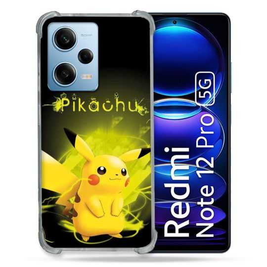 Coque Renforcée En Verre Trempé Pour Xiaomi Redmi Note 12 Pro 5G Pokemon Pikachu Eclair