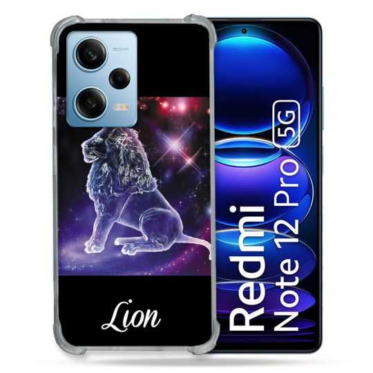 Coque Renforcée En Verre Trempé Pour Xiaomi Redmi Note 12 Pro 5G Signe Zodiaque 2 Lion
