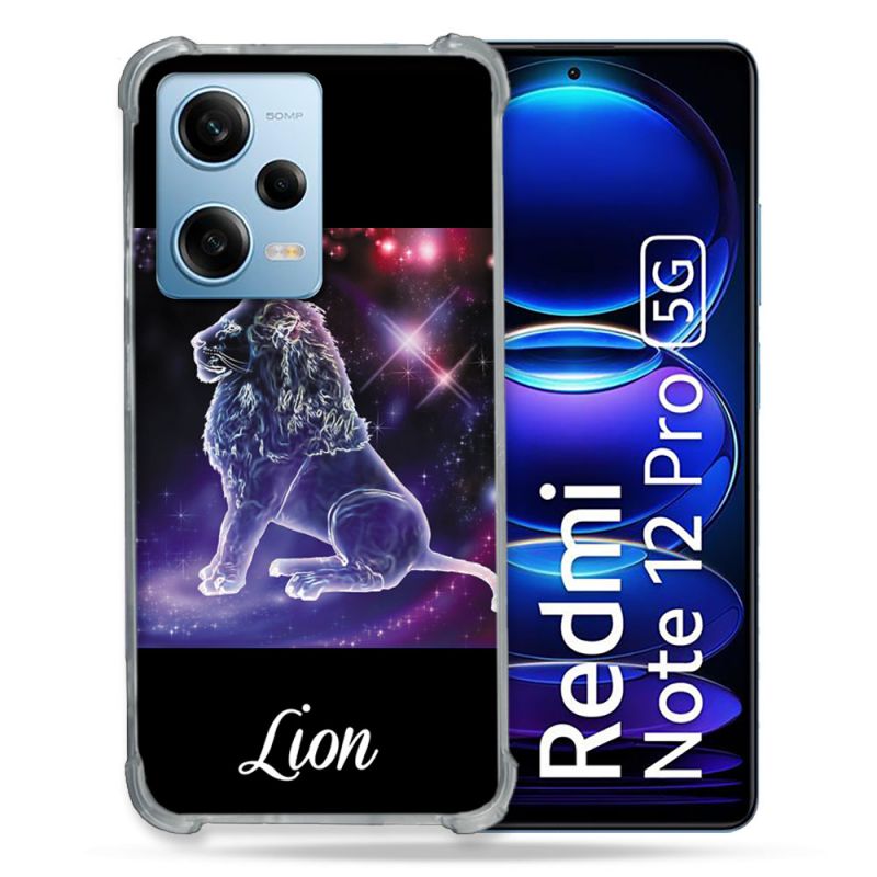 Coque Renforcée En Verre Trempé Pour Xiaomi Redmi Note 12 Pro 5G Signe Zodiaque 2 Lion