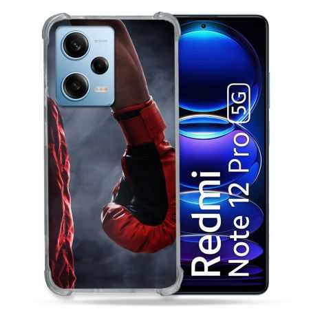 Coque Renforcée En Verre Trempé Pour Xiaomi Redmi Note 12 Pro 5G Sport Boxe Gant Rouge