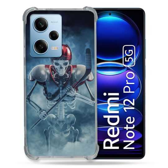 Coque Renforcée En Verre Trempé Pour Xiaomi Redmi Note 12 Pro 5G Sport Hockey Squelette