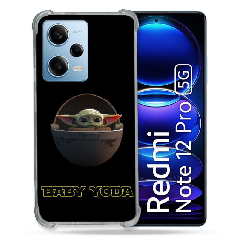 Coque Renforcée En Verre Trempé Pour Xiaomi Redmi Note 12 Pro 5G Star Wars - Yoda bebe noir