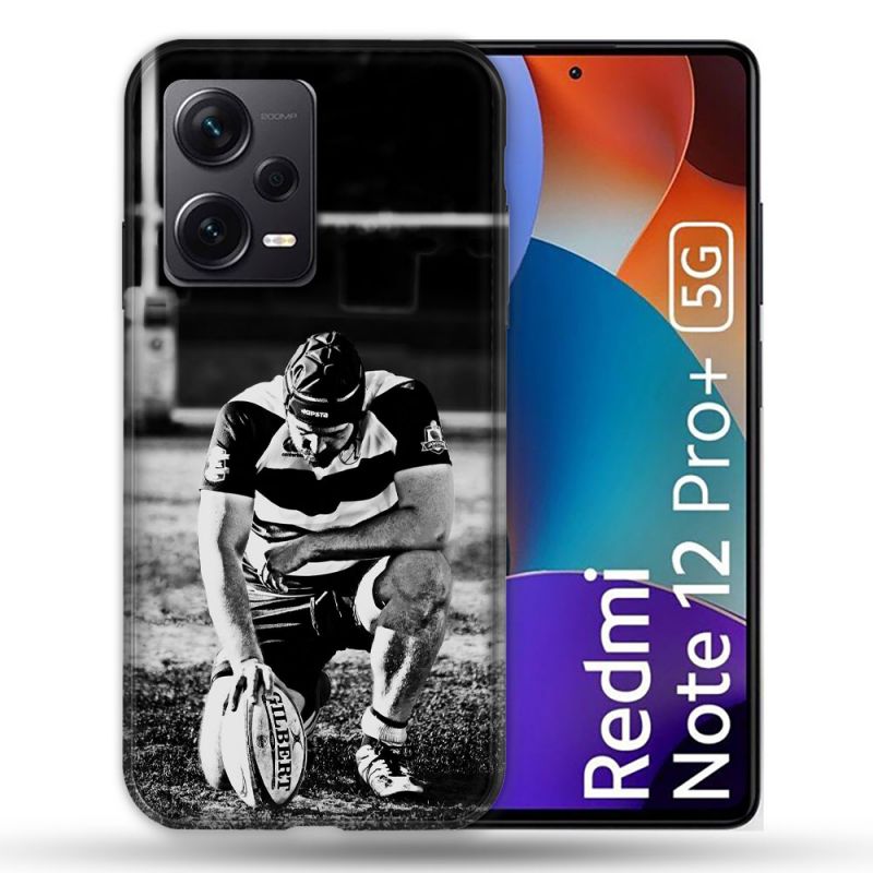 Coque Renforcée Pour Xiaomi Redmi Note 12 Pro Plus 5G Sport Rugby Noir Blanc
