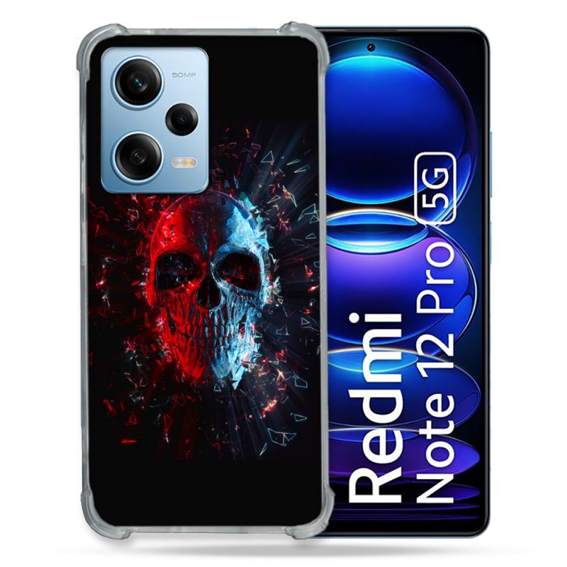 Coque Renforcée En Verre Trempé Pour Xiaomi Redmi Note 12 Pro 5G Tete de Mort Deflagration