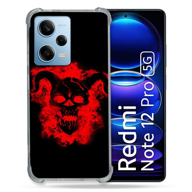 Coque Renforcée En Verre Trempé Pour Xiaomi Redmi Note 12 Pro 5G Tete de Mort Diable