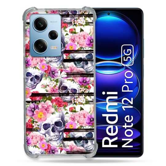 Coque Renforcée En Verre Trempé Pour Xiaomi Redmi Note 12 Pro 5G Tete de Mort Pattern