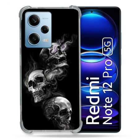Coque Renforcée En Verre Trempé Pour Xiaomi Redmi Note 12 Pro 5G Tete de Mort Triple