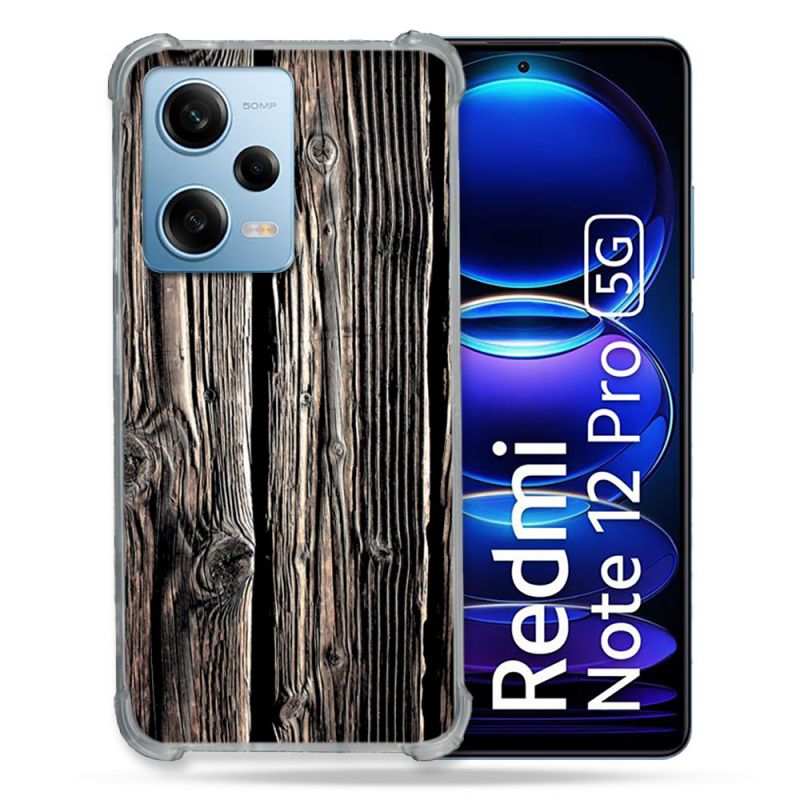 Coque Renforcée En Verre Trempé Pour Xiaomi Redmi Note 12 Pro 5G Texture Bois