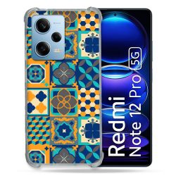 Coque Renforcée En Verre Trempé Pour Xiaomi Redmi Note 12 Pro 5G Texture Carreau Ciment Orange