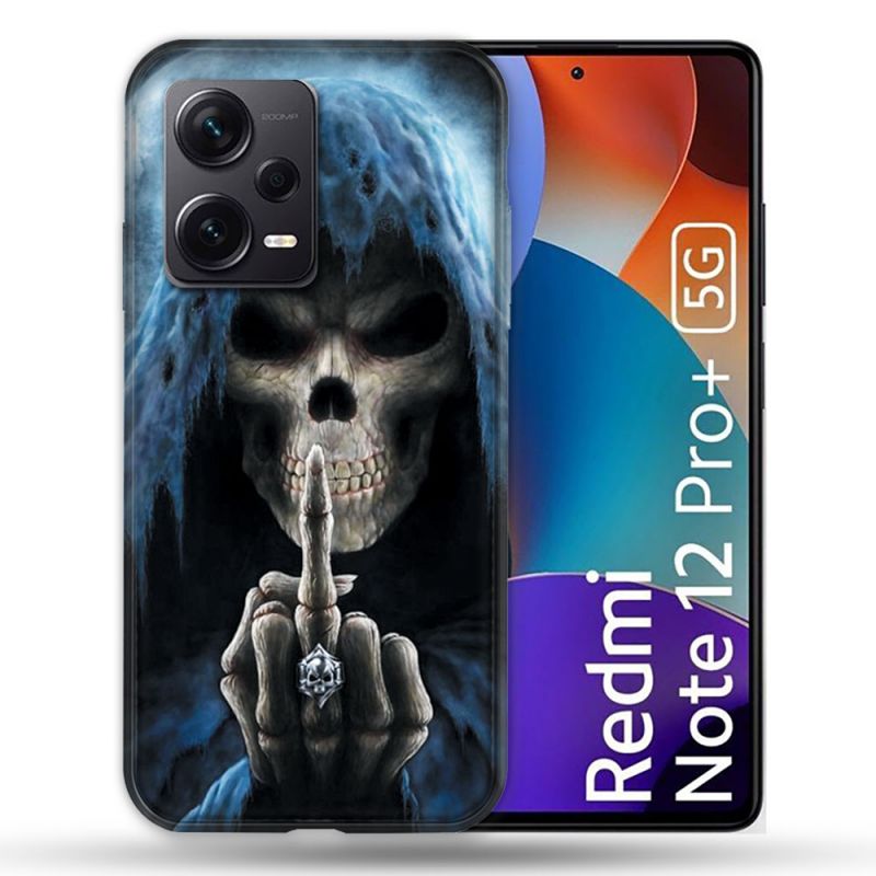 Coque Renforcée Pour Xiaomi Redmi Note 12 Pro Plus 5G Tete de Mort Doigt