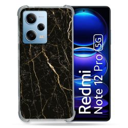 Coque Renforcée En Verre Trempé Pour Xiaomi Redmi Note 12 Pro 5G Texture Marbre Noir