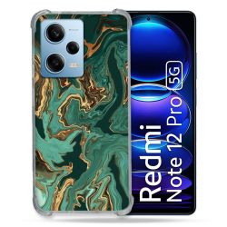 Coque Renforcée En Verre Trempé Pour Xiaomi Redmi Note 12 Pro 5G Texture Marbre Vert