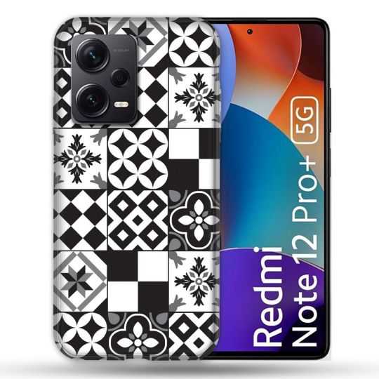 Coque Renforcée Pour Xiaomi Redmi Note 12 Pro Plus 5G Texture Carreau Ciment Noir