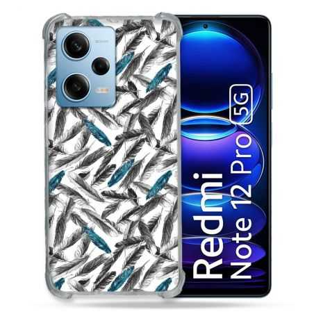 Coque Renforcée En Verre Trempé Pour Xiaomi Redmi Note 12 Pro 5G Texture Plume Canard