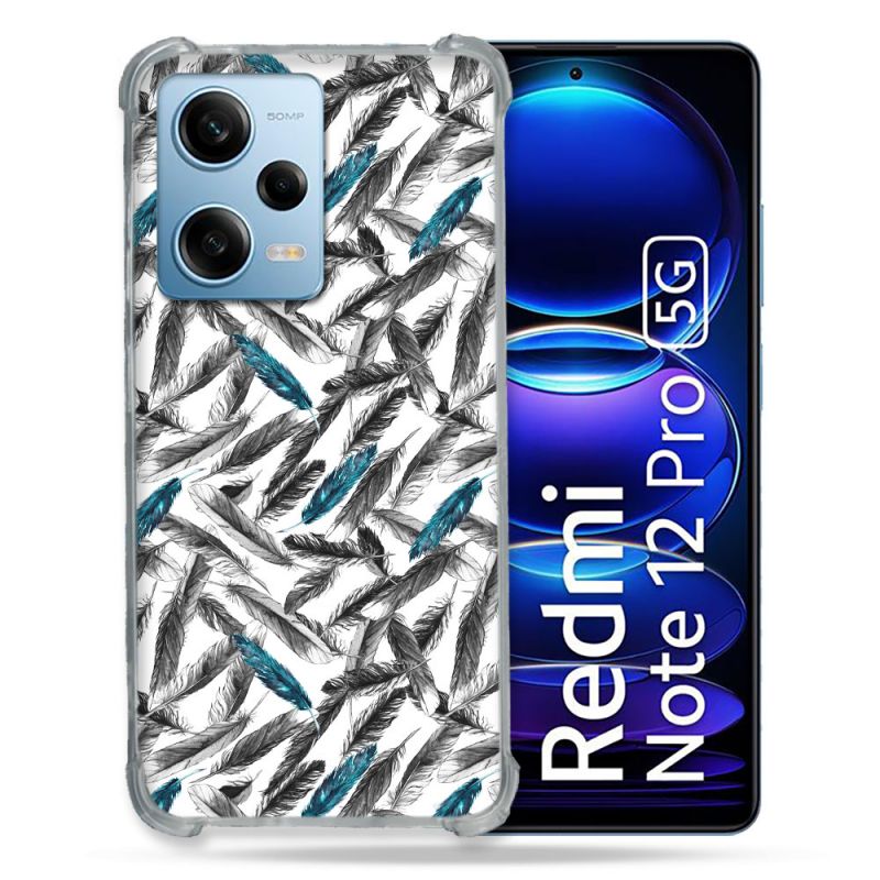 Coque Renforcée En Verre Trempé Pour Xiaomi Redmi Note 12 Pro 5G Texture Plume Canard