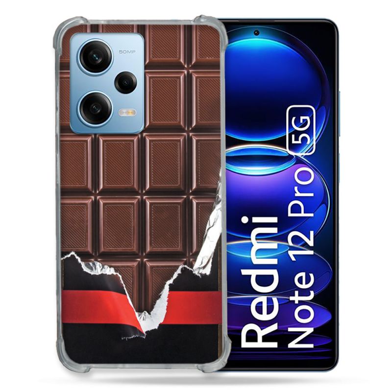 Coque Renforcée En Verre Trempé Pour Xiaomi Redmi Note 12 Pro 5G Texture Trompe Oeil Chocolat
