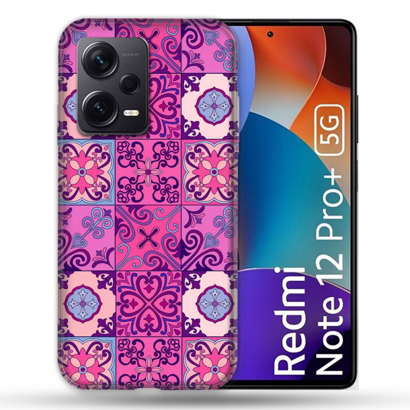 Coque Renforcée Pour Xiaomi Redmi Note 12 Pro Plus 5G Texture Carreau Ciment Violet