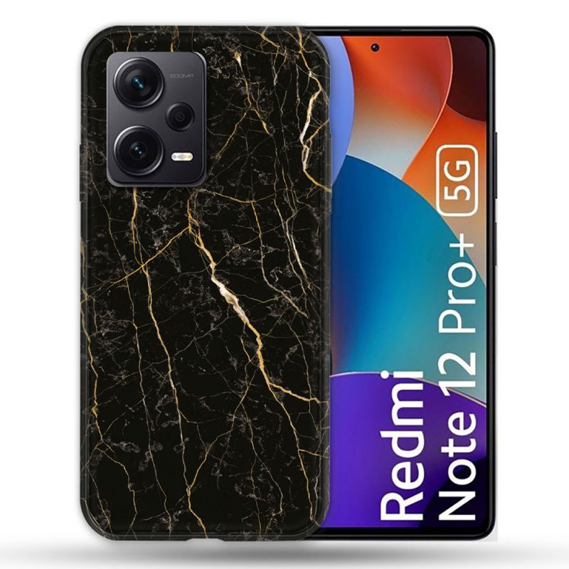 Coque Renforcée Pour Xiaomi Redmi Note 12 Pro Plus 5G Texture Marbre Noir