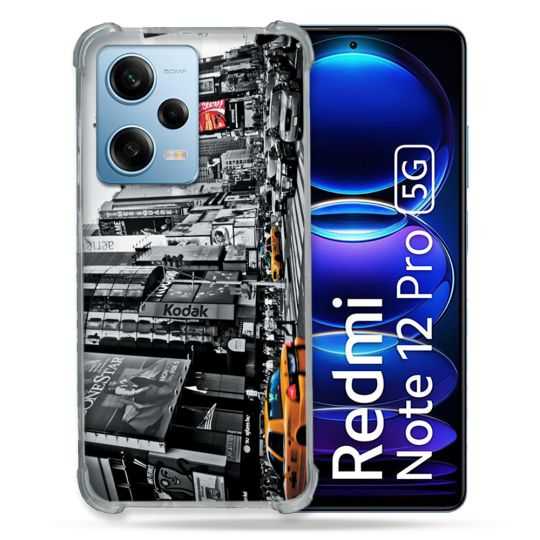 Coque Renforcée En Verre Trempé Pour Xiaomi Redmi Note 12 Pro 5G Voyage Amerique USA New York Taxi