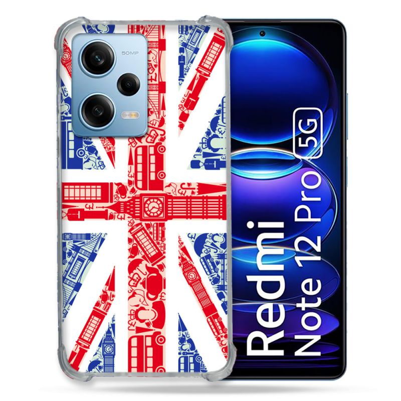 Coque Renforcée En Verre Trempé Pour Xiaomi Redmi Note 12 Pro 5G Voyage Angleterre Blanc