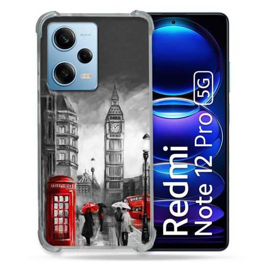 Coque Renforcée En Verre Trempé Pour Xiaomi Redmi Note 12 Pro 5G Voyage Angleterre Londres Vintage