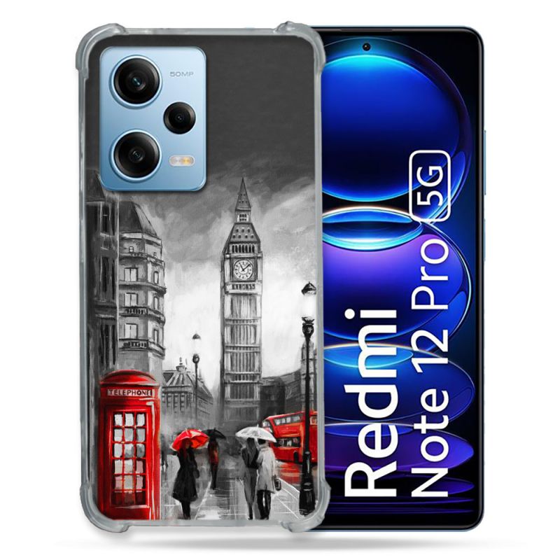 Coque Renforcée En Verre Trempé Pour Xiaomi Redmi Note 12 Pro 5G Voyage Angleterre Londres Vintage
