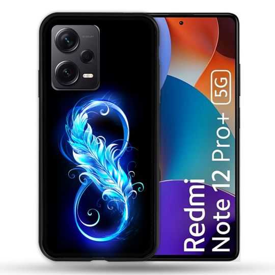 Coque Renforcée Pour Xiaomi Redmi Note 12 Pro Plus 5G Texture Plume Infini Bleu