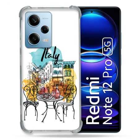 Coque Renforcée En Verre Trempé Pour Xiaomi Redmi Note 12 Pro 5G Voyage Italie Vintage