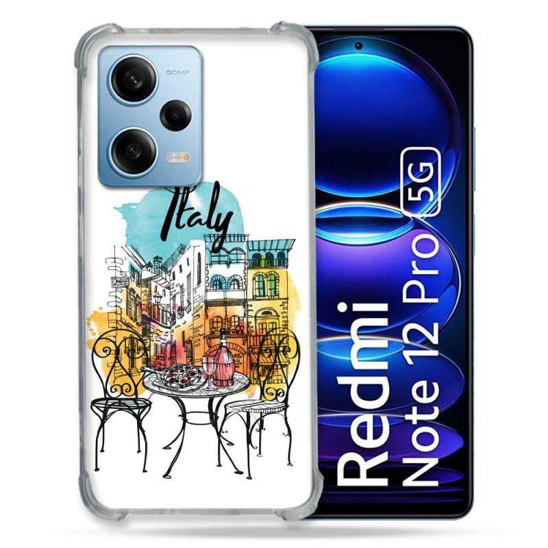 Coque Renforcée En Verre Trempé Pour Xiaomi Redmi Note 12 Pro 5G Voyage Italie Vintage