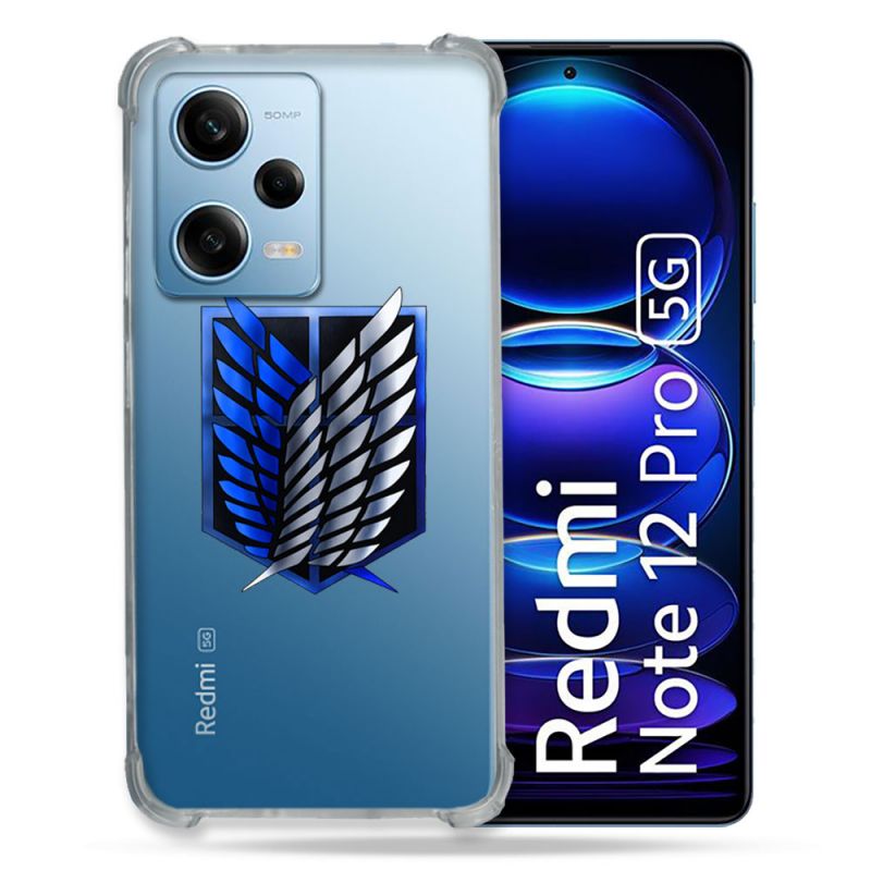 Coque Transparente Renforcée En Verre Trempé Pour Xiaomi Redmi Note 12 Pro 5G Attaque Titan Logo