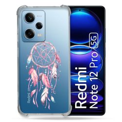 Coque Transparente Renforcée En Verre Trempé Pour Xiaomi Redmi Note 12 Pro 5G Attrape Reve Rose
