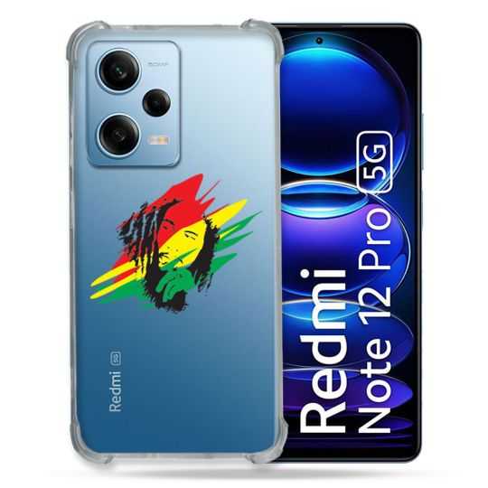 Coque Transparente Renforcée En Verre Trempé Pour Xiaomi Redmi Note 12 Pro 5G Bob Marley Graf