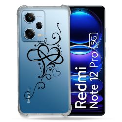 Coque Transparente Renforcée En Verre Trempé Pour Xiaomi Redmi Note 12 Pro 5G Cœur infini
