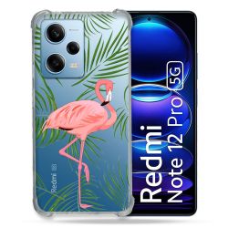 Coque Transparente Renforcée En Verre Trempé Pour Xiaomi Redmi Note 12 Pro 5G Flamant Rose