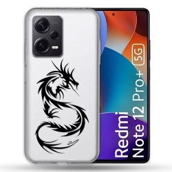 Coque Renforcée Transparente Pour Xiaomi Redmi Note 12 Pro Plus 5G Dragon Noir
