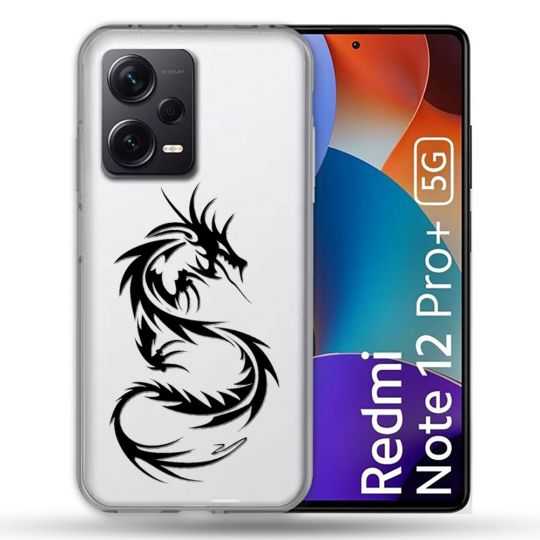 Coque Renforcée Transparente Pour Xiaomi Redmi Note 12 Pro Plus 5G Dragon Noir