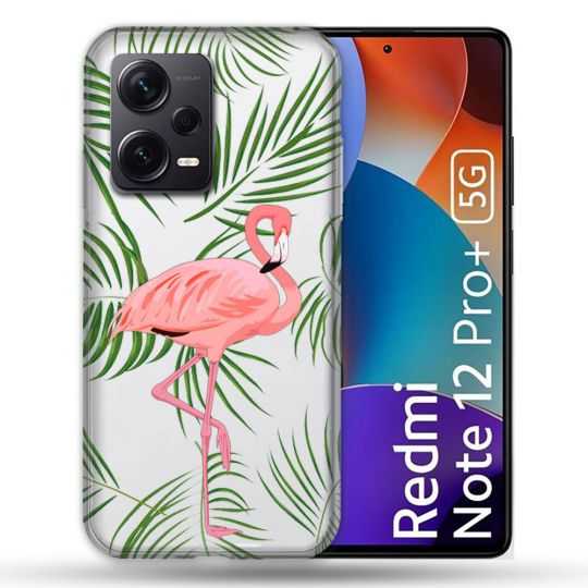 Coque Renforcée Transparente Pour Xiaomi Redmi Note 12 Pro Plus 5G Flamant Rose