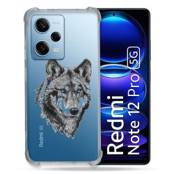 Coque Transparente Renforcée En Verre Trempé Pour Xiaomi Redmi Note 12 Pro 5G Loup