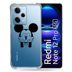 Coque Transparente Renforcée En Verre Trempé Pour Xiaomi Redmi Note 12 Pro 5G Mickey doigt