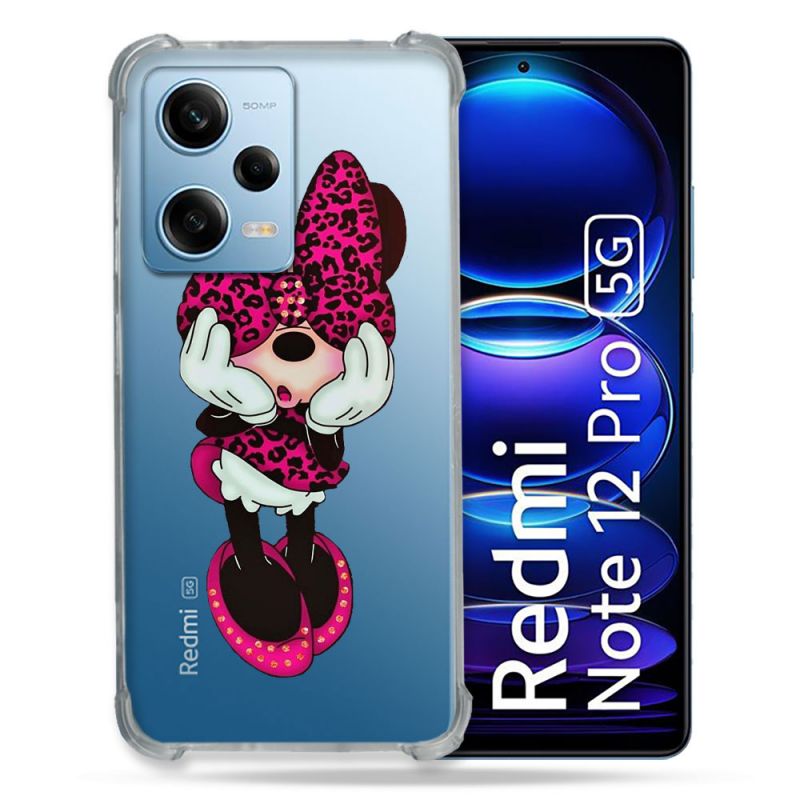 Coque Transparente Renforcée En Verre Trempé Pour Xiaomi Redmi Note 12 Pro 5G Minnie
