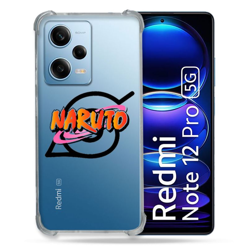 Coque Transparente Renforcée En Verre Trempé Pour Xiaomi Redmi Note 12 Pro 5G Naruto Logo