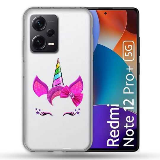 Coque Renforcée Transparente Pour Xiaomi Redmi Note 12 Pro Plus 5G Licorne Paillette